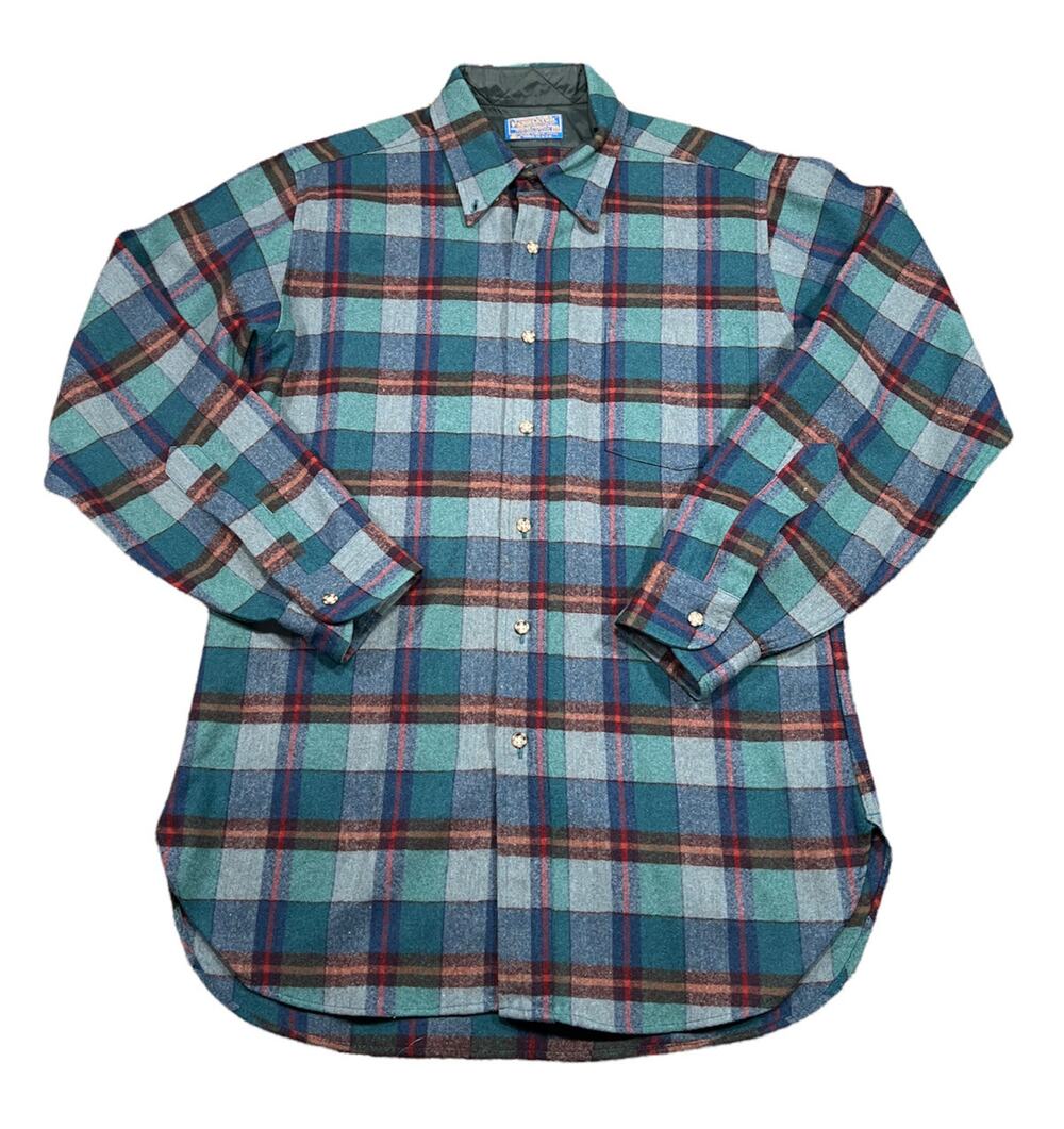 Vintage Pendleton 100% Virgin Wool Long Sleeve Button Shirt Size Med Made In USA